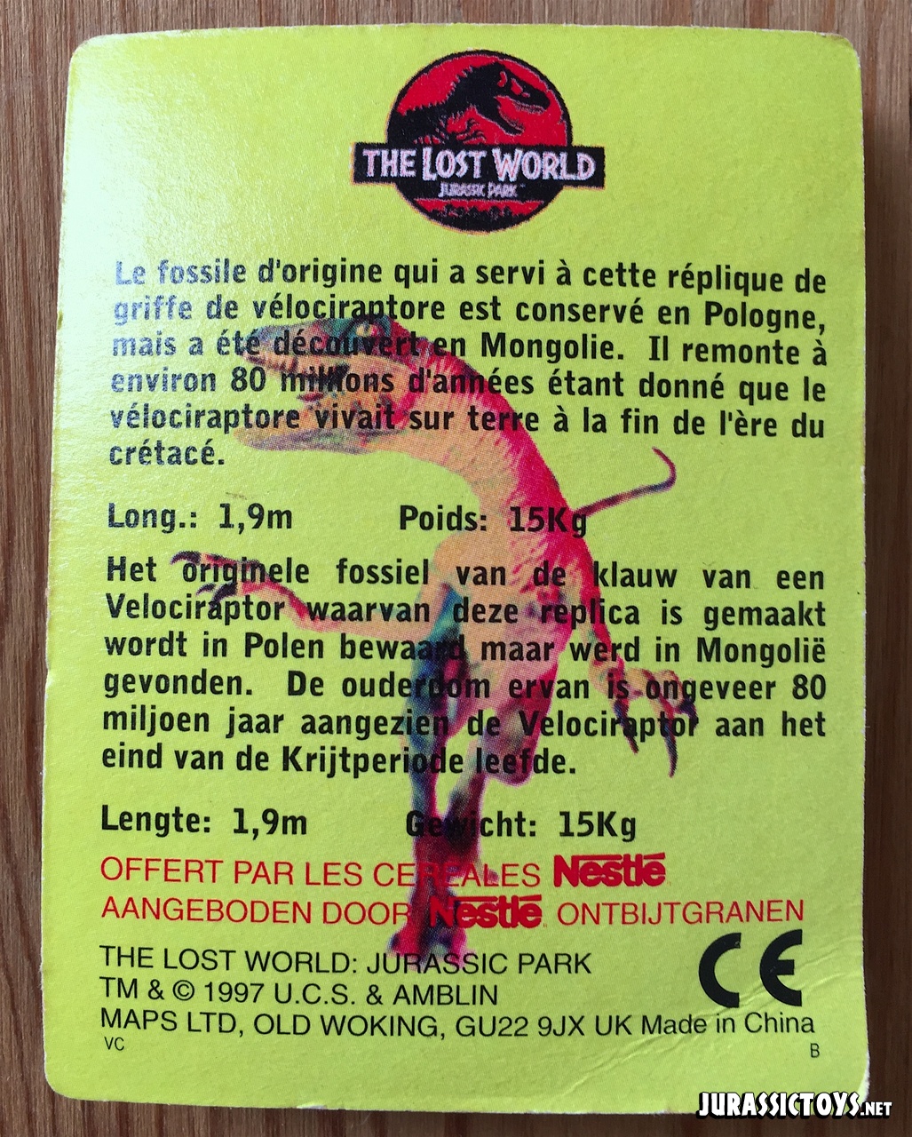 The Lost World Nestlé fossil replicas
