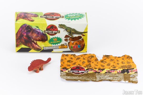 Milk chocolate eggs packaging and suprise dinosaurs