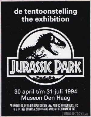 Jurassic Park - The Exhibition promotional sticker